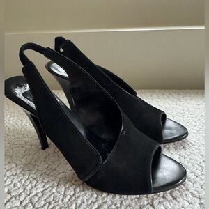 Dior Black Suede Leather Trim Slingback Sandals Size 36 1/2 (US 6 1/2)